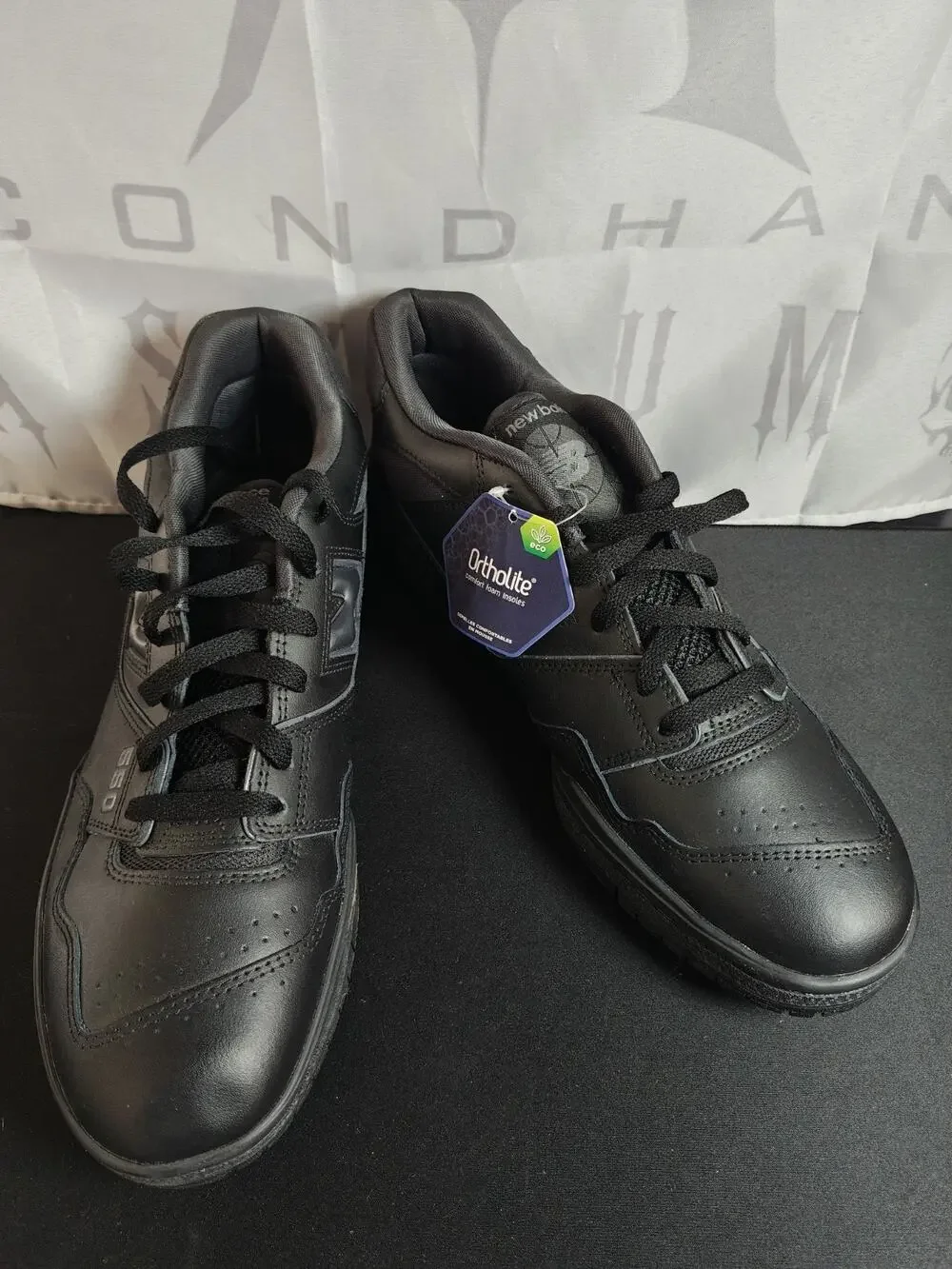 New Balance Mens Size 13 550 Black Triple Black Leather Sneakers BB550BBB NWT